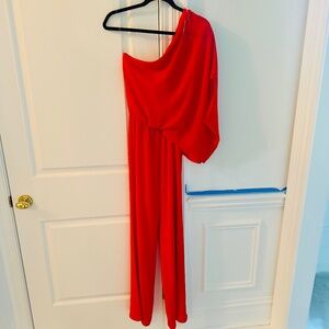 NWOT- Vici Collection Red off the shoulder jumpsuit- Medium